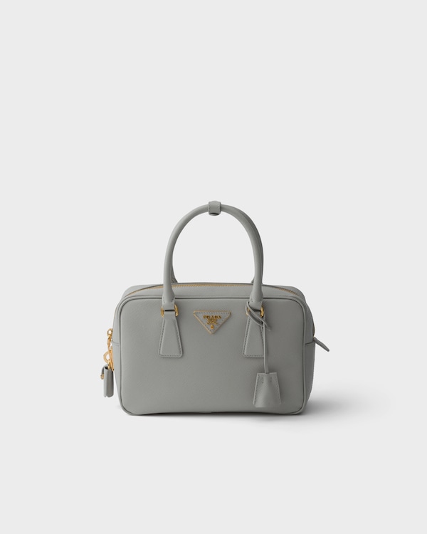 Petit sac à main à poignée supérieure en cuir Saffiano - Gris Nuage Petit sac à main à poignée supérieure en cuir Saffiano - Gris Nuage