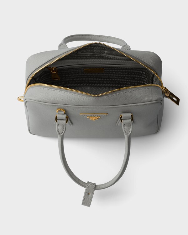 Petit sac à main à poignée supérieure en cuir Saffiano - Gris Nuage Petit sac à main à poignée supérieure en cuir Saffiano - Gris Nuage