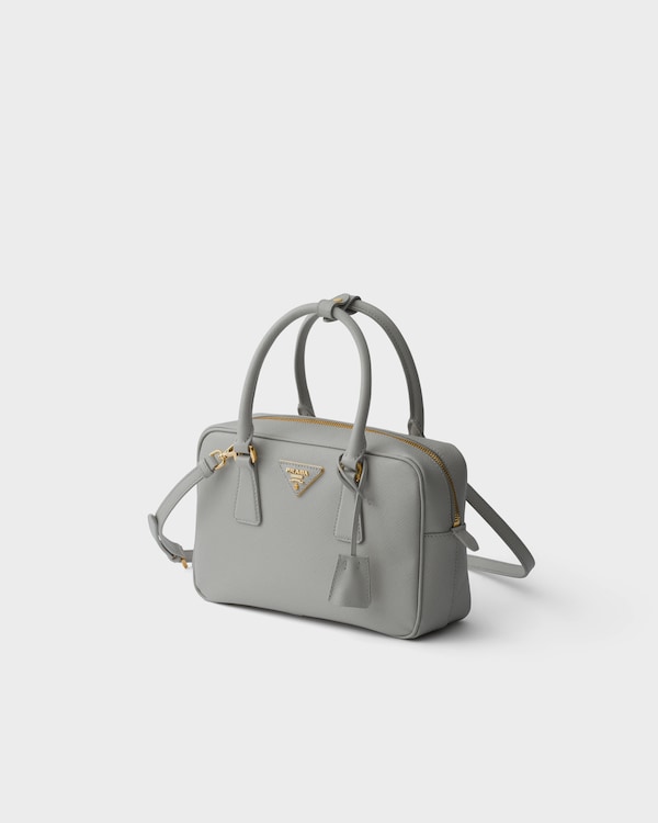 Petit sac à main à poignée supérieure en cuir Saffiano - Gris Nuage Petit sac à main à poignée supérieure en cuir Saffiano - Gris Nuage