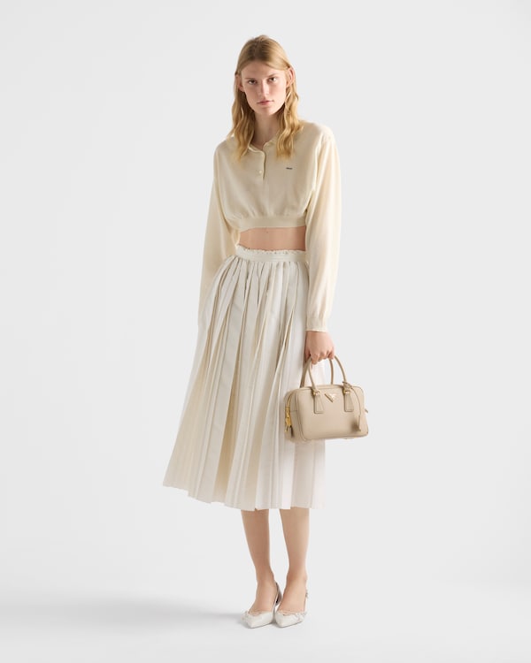 Small Saffiano leather top-handle bag - Travertine Stone Small Saffiano leather top-handle bag - Travertine Stone