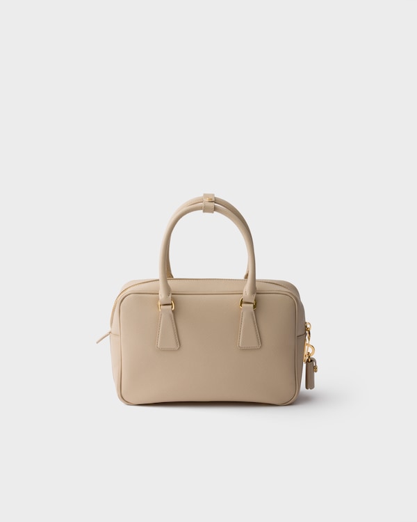 Small Saffiano leather top-handle bag - Travertine Stone Small Saffiano leather top-handle bag - Travertine Stone