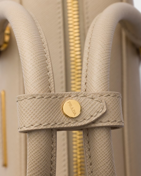 Small Saffiano leather top-handle bag - Travertine Stone Small Saffiano leather top-handle bag - Travertine Stone