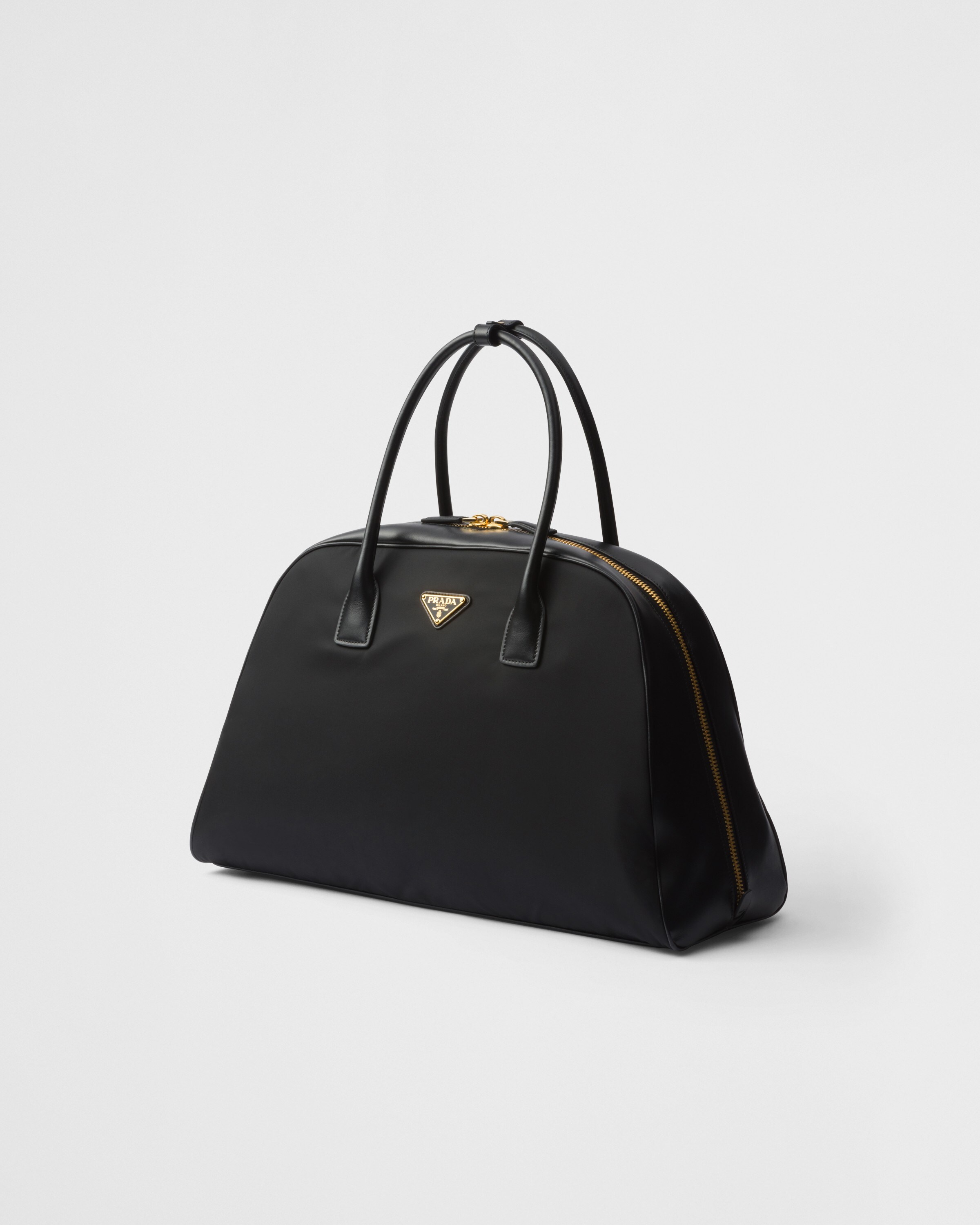 Nylon handbags shop with leather handles