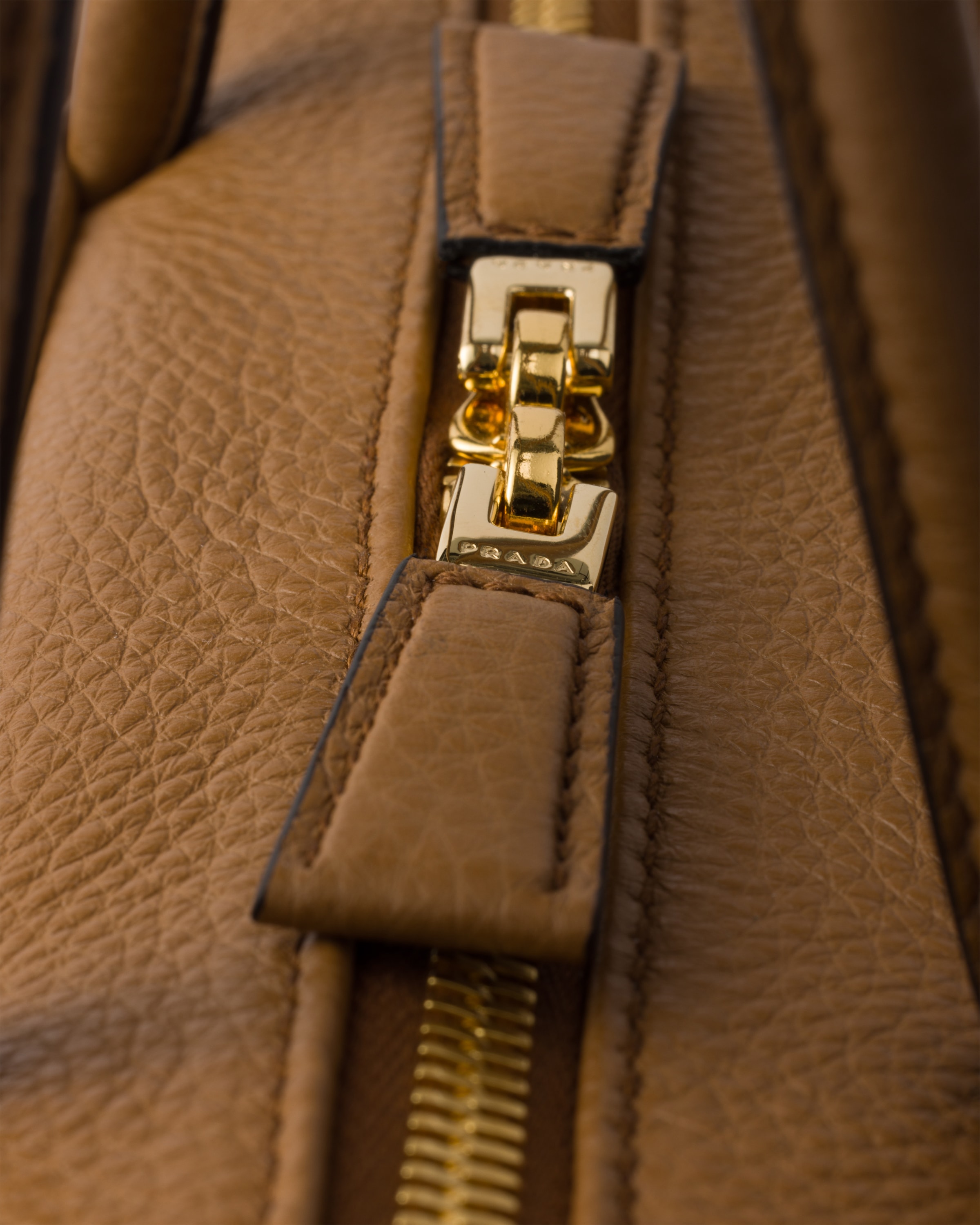 Caramel Medium leather top-handle bag | PRADA