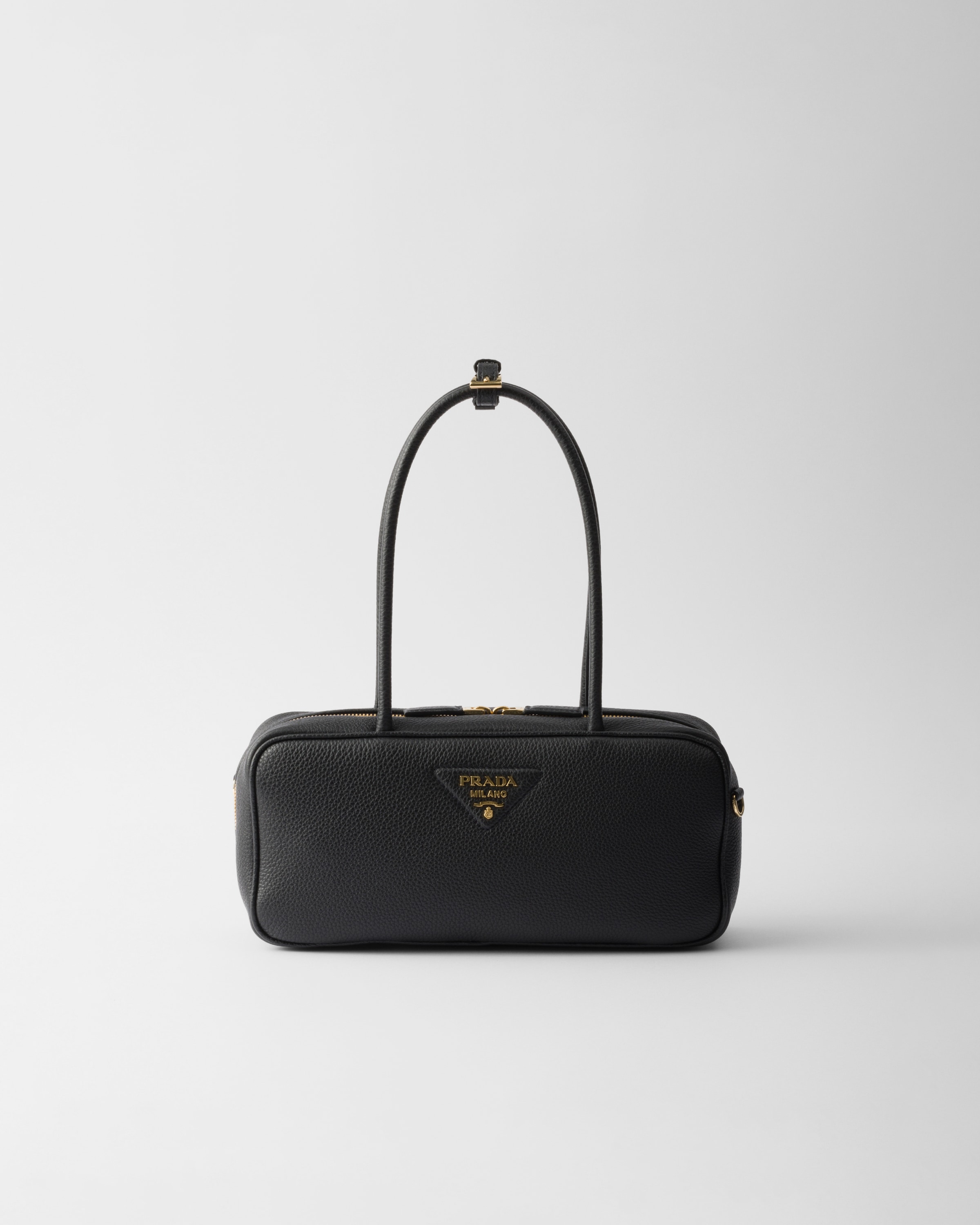 Black Medium leather top-handle bag | PRADA