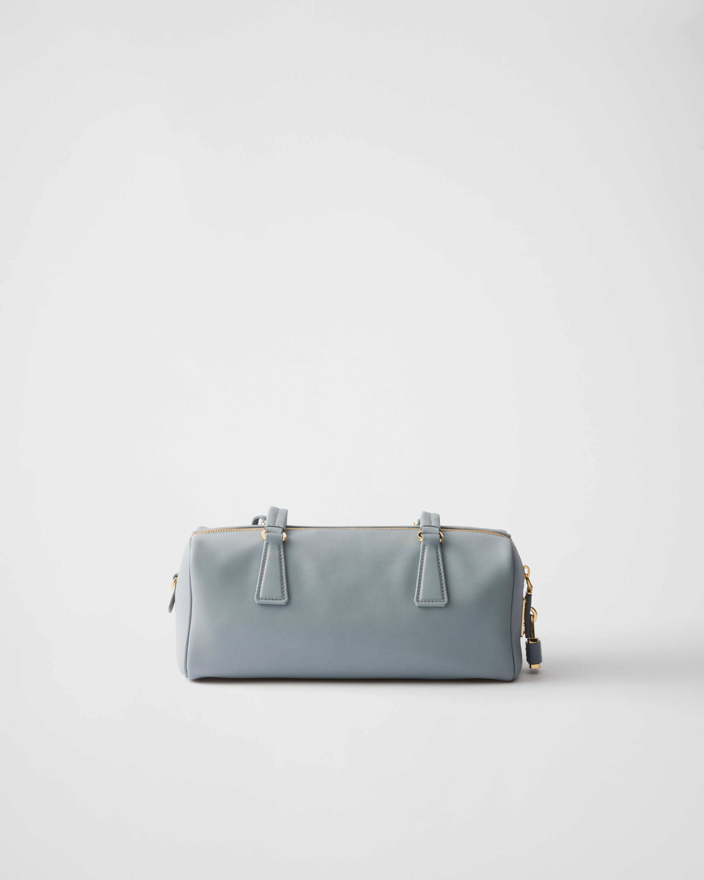 Shop Prada Medium Leather Top-handle Bag With Padlock In Opaline