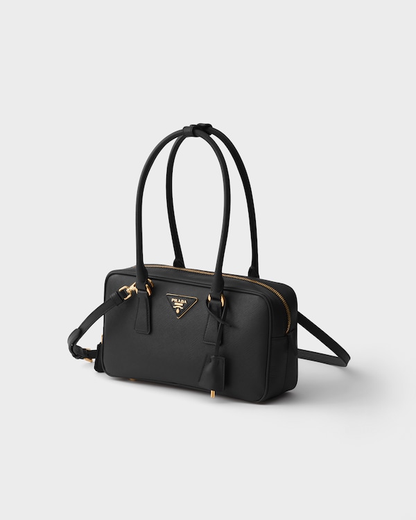 Small Saffiano leather top-handle bag - Black Small Saffiano leather top-handle bag - Black