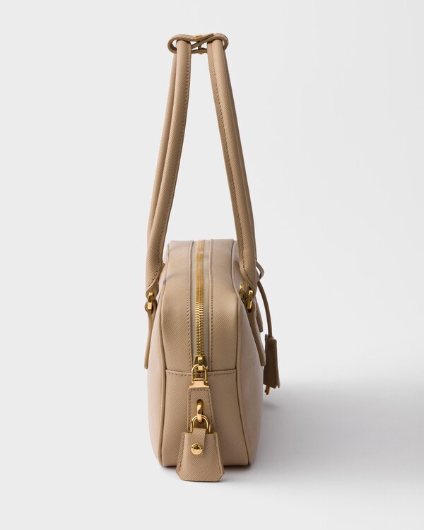 Small Saffiano leather top-handle bag - Sand Beige Small Saffiano leather top-handle bag - Sand Beige