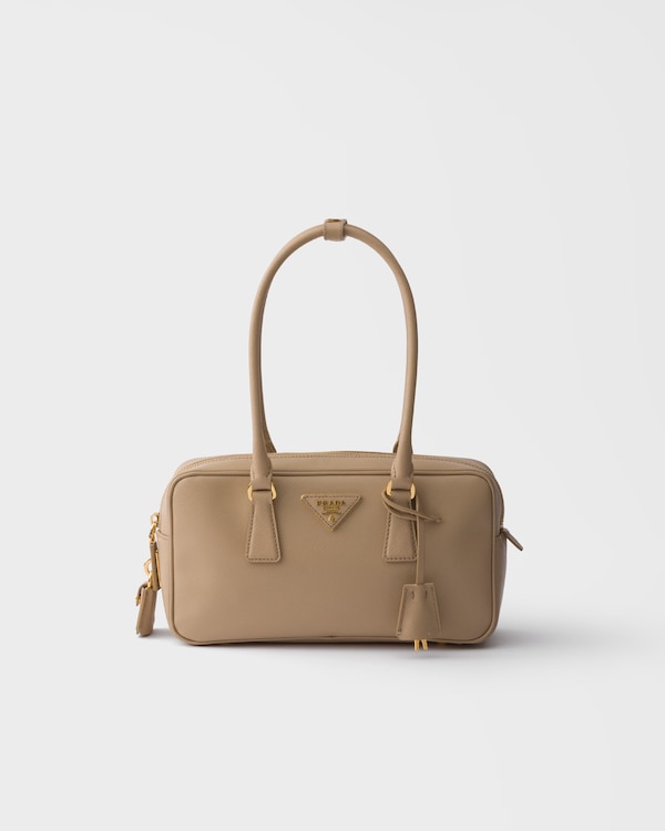 Small Saffiano leather top-handle bag - Sand Beige Small Saffiano leather top-handle bag - Sand Beige