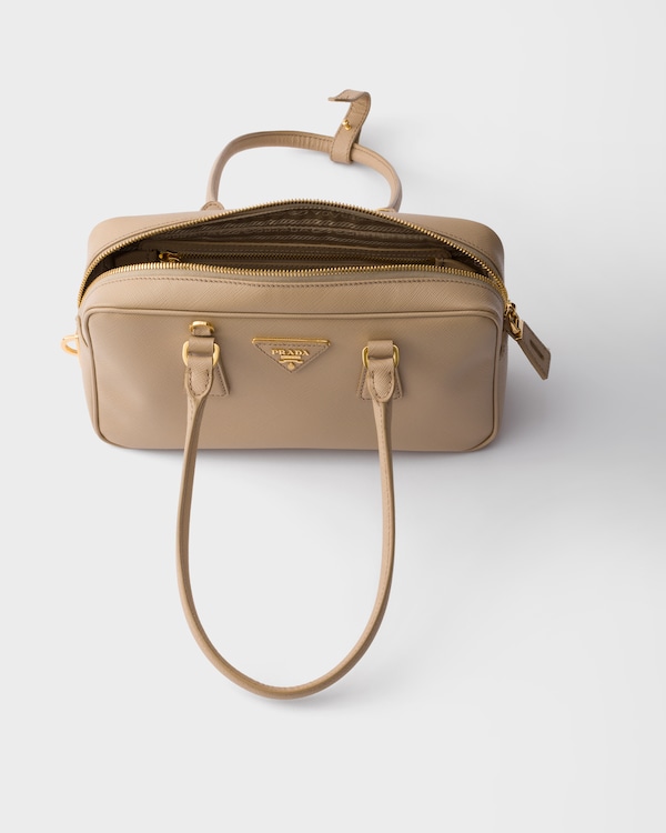 Small Saffiano leather top-handle bag - Sand Beige Small Saffiano leather top-handle bag - Sand Beige