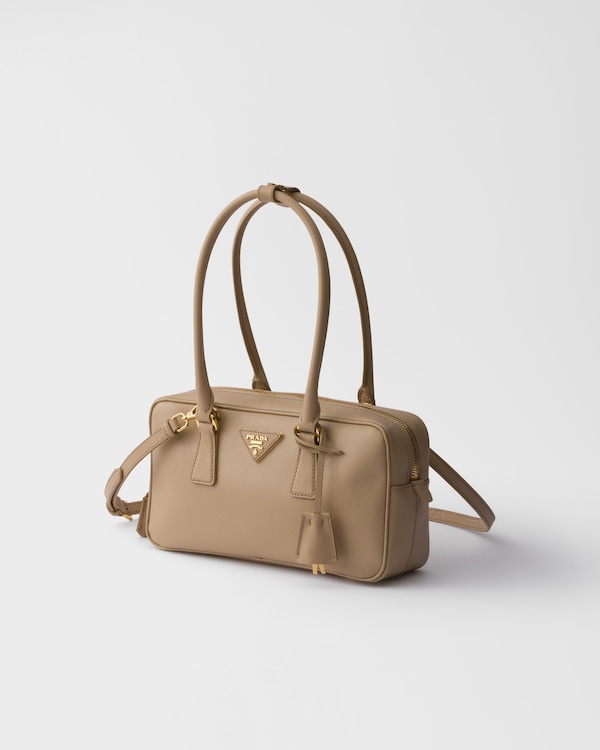 Small Saffiano leather top-handle bag - Sand Beige Small Saffiano leather top-handle bag - Sand Beige