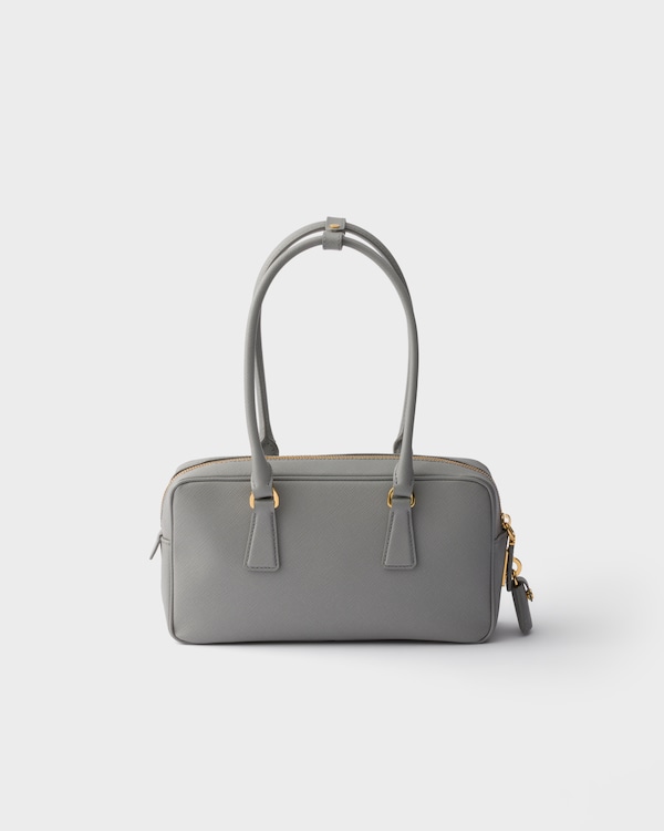 Small Saffiano leather top-handle bag - Cloudy Gray Small Saffiano leather top-handle bag - Cloudy Gray