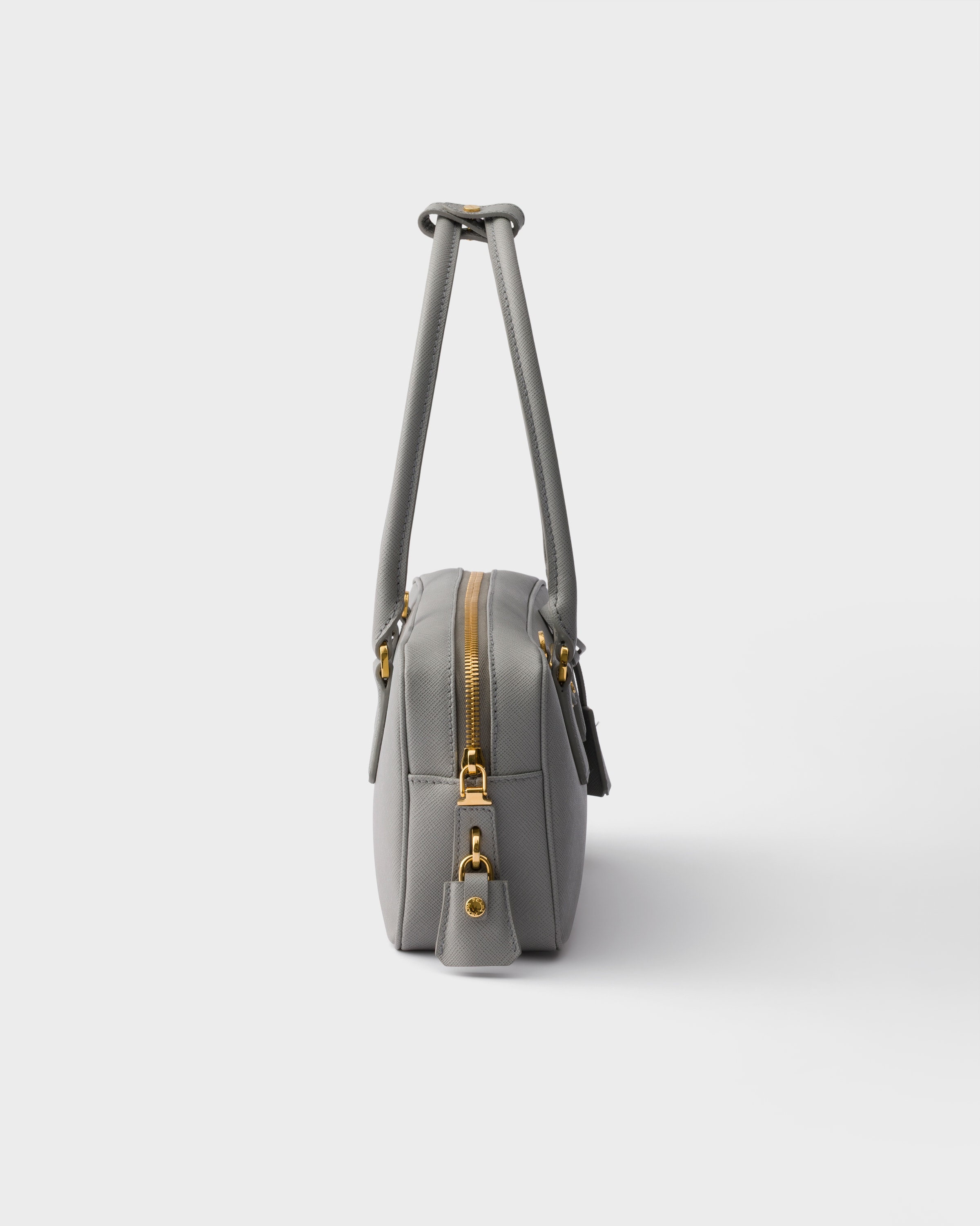 Cloudy Gray Small Saffiano Leather Top-handle Bag | PRADA