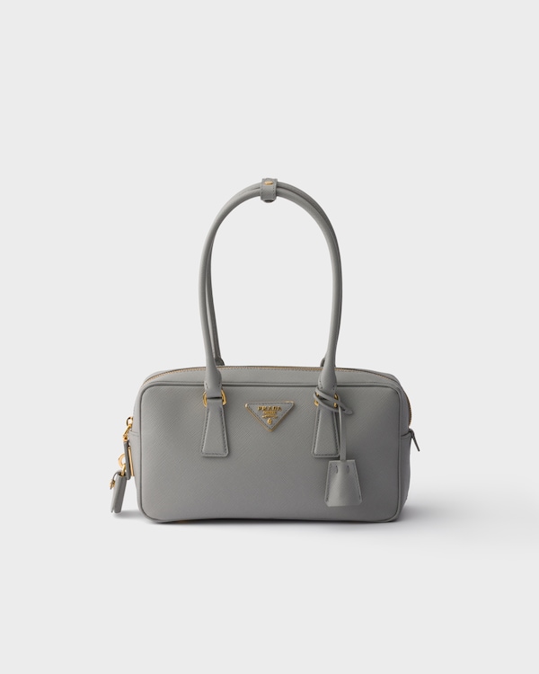 Small Saffiano leather top-handle bag - Cloudy Gray Small Saffiano leather top-handle bag - Cloudy Gray