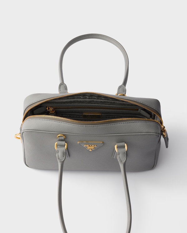 Small Saffiano leather top-handle bag - Cloudy Gray Small Saffiano leather top-handle bag - Cloudy Gray