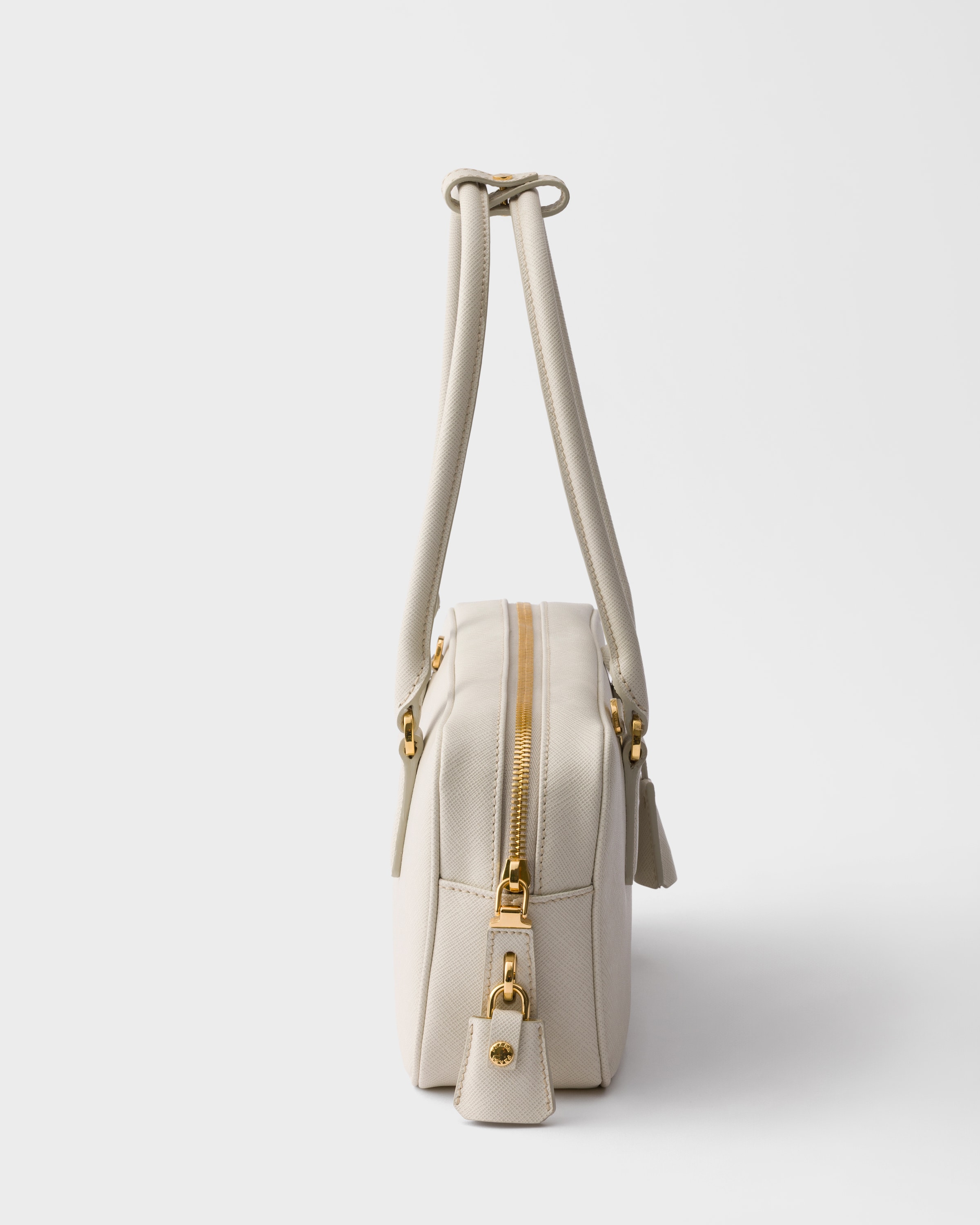 Chalk White Small Saffiano Leather Top-handle Bag | PRADA - United