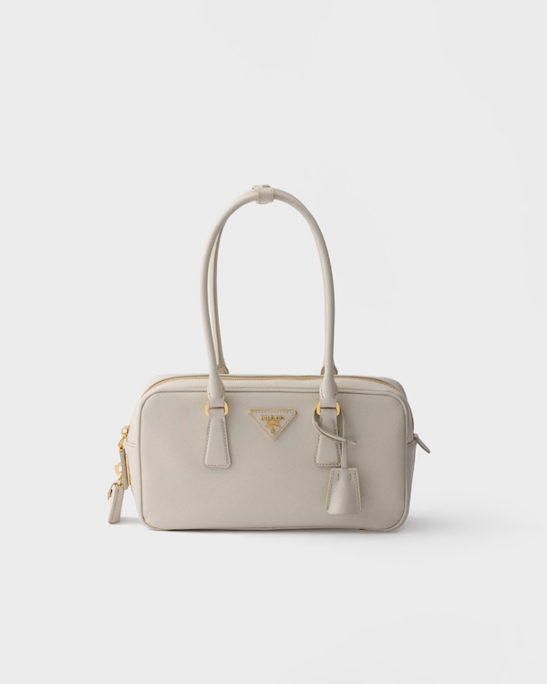 Small Saffiano leather top-handle bag - Chalk White Small Saffiano leather top-handle bag - Chalk White