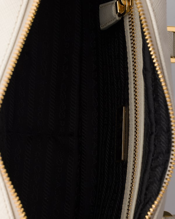 Small Saffiano leather top-handle bag - Chalk White Small Saffiano leather top-handle bag - Chalk White