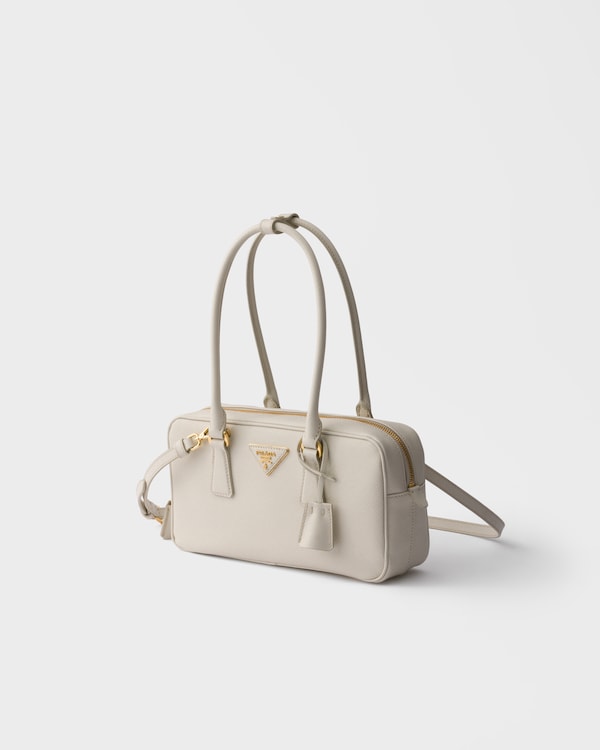 Small Saffiano leather top-handle bag - Chalk White Small Saffiano leather top-handle bag - Chalk White