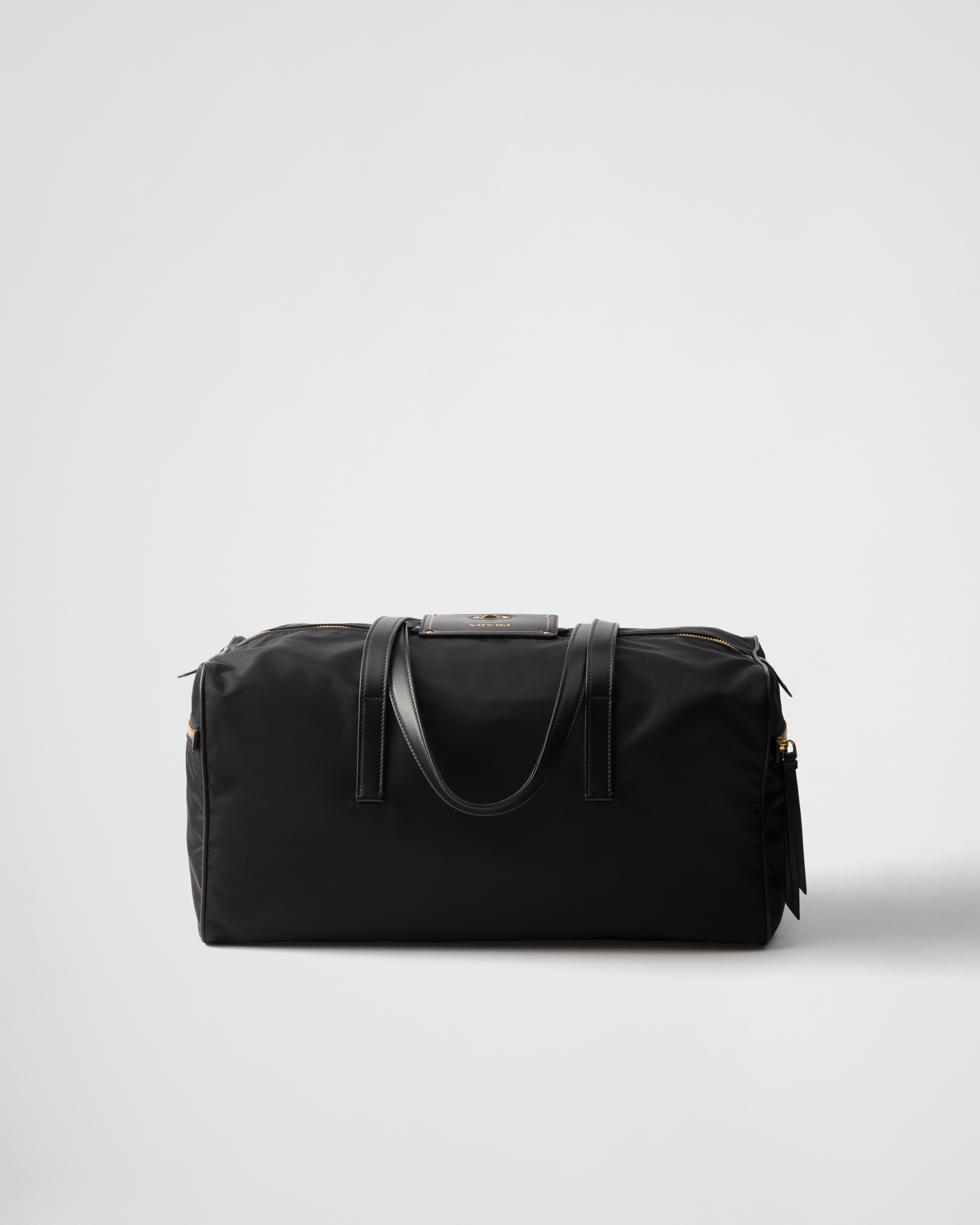 Shop Prada Large Re-nylon Top-handle Bag With Padlock In Black