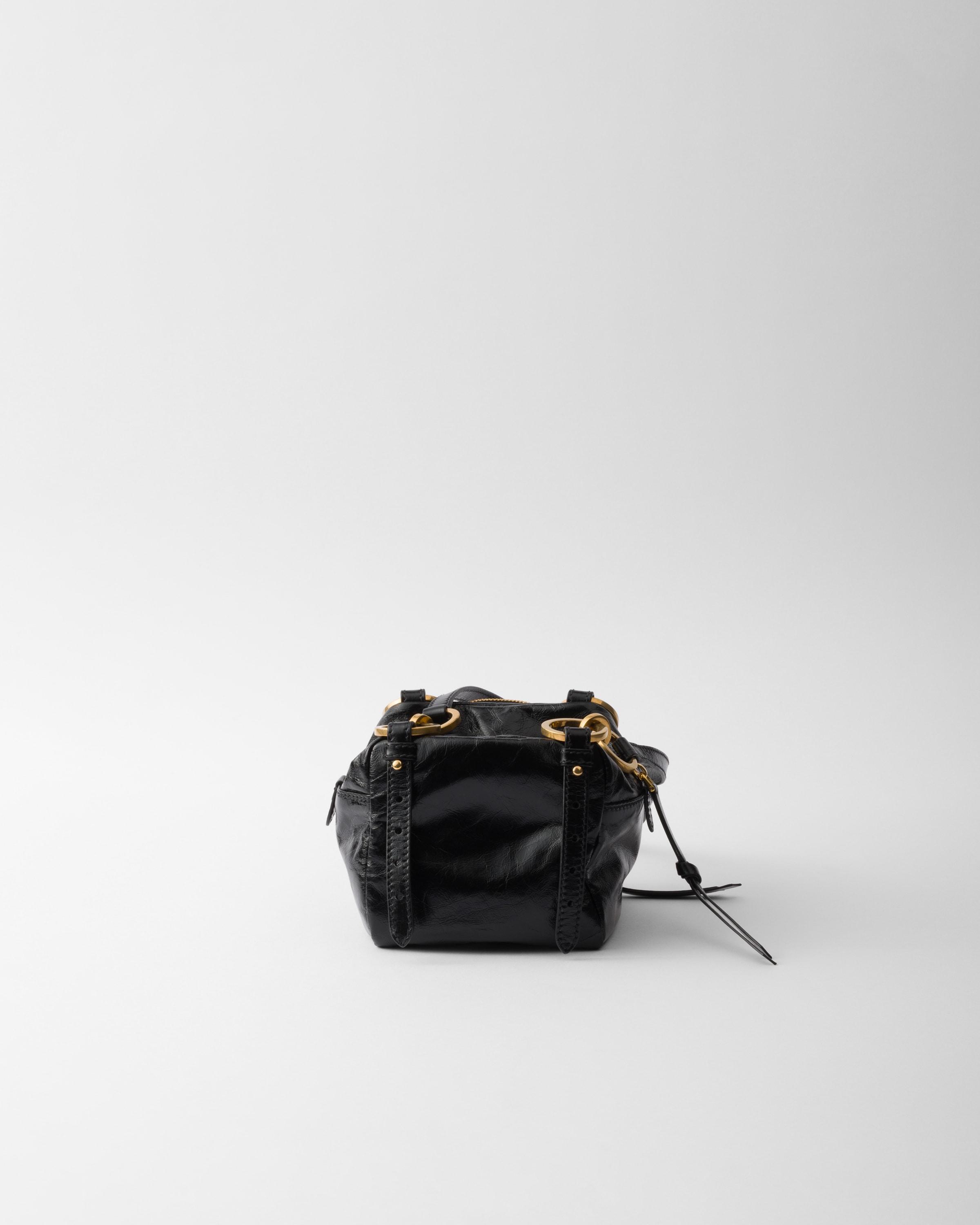 Prada Dangle Leather Top-handle Mini-bag In Black