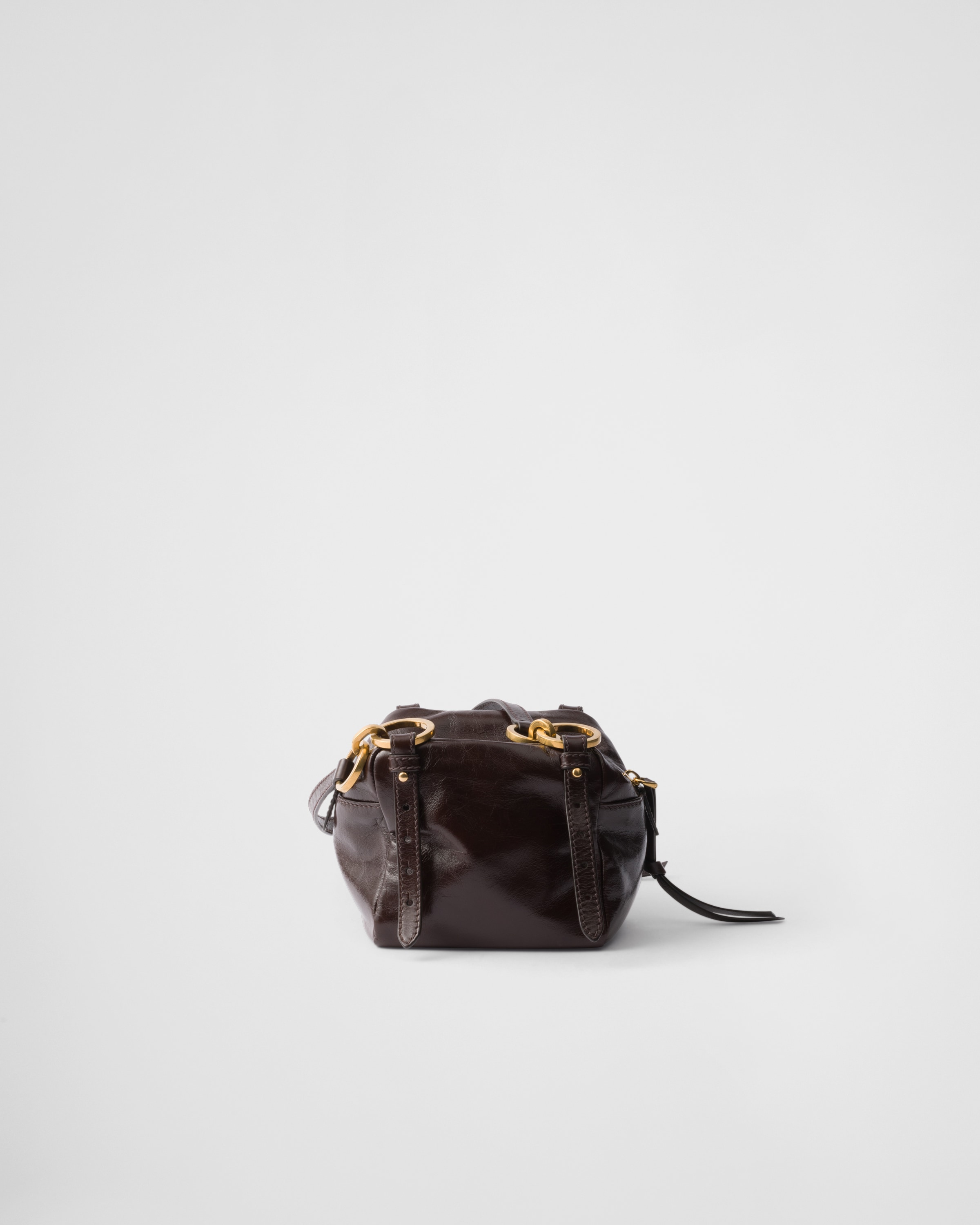 Prada Dangle Leather Top-handle Mini-bag In Dark Brown