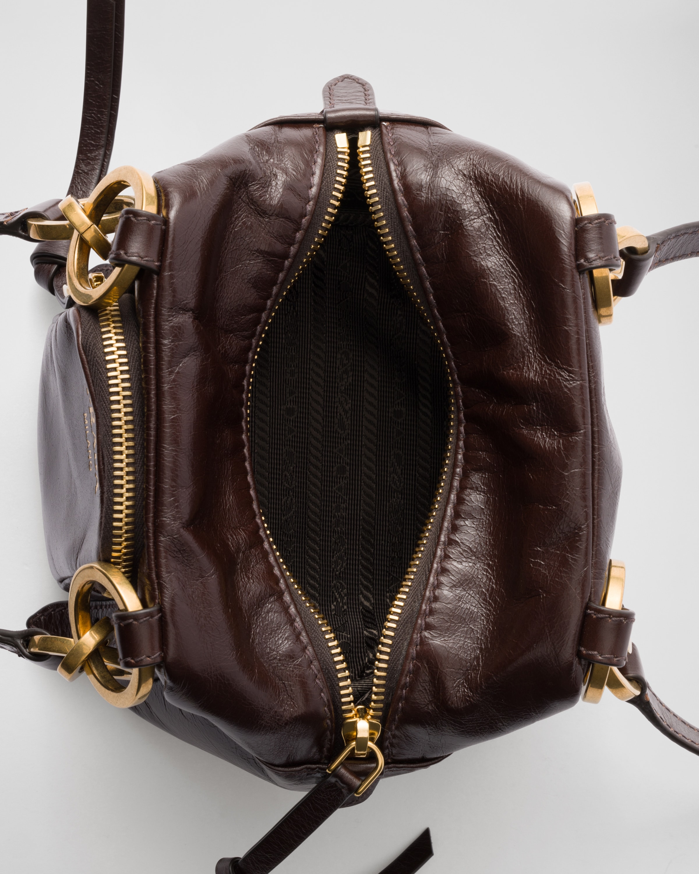 Mini bolsa de mão Prada Dangle em couro