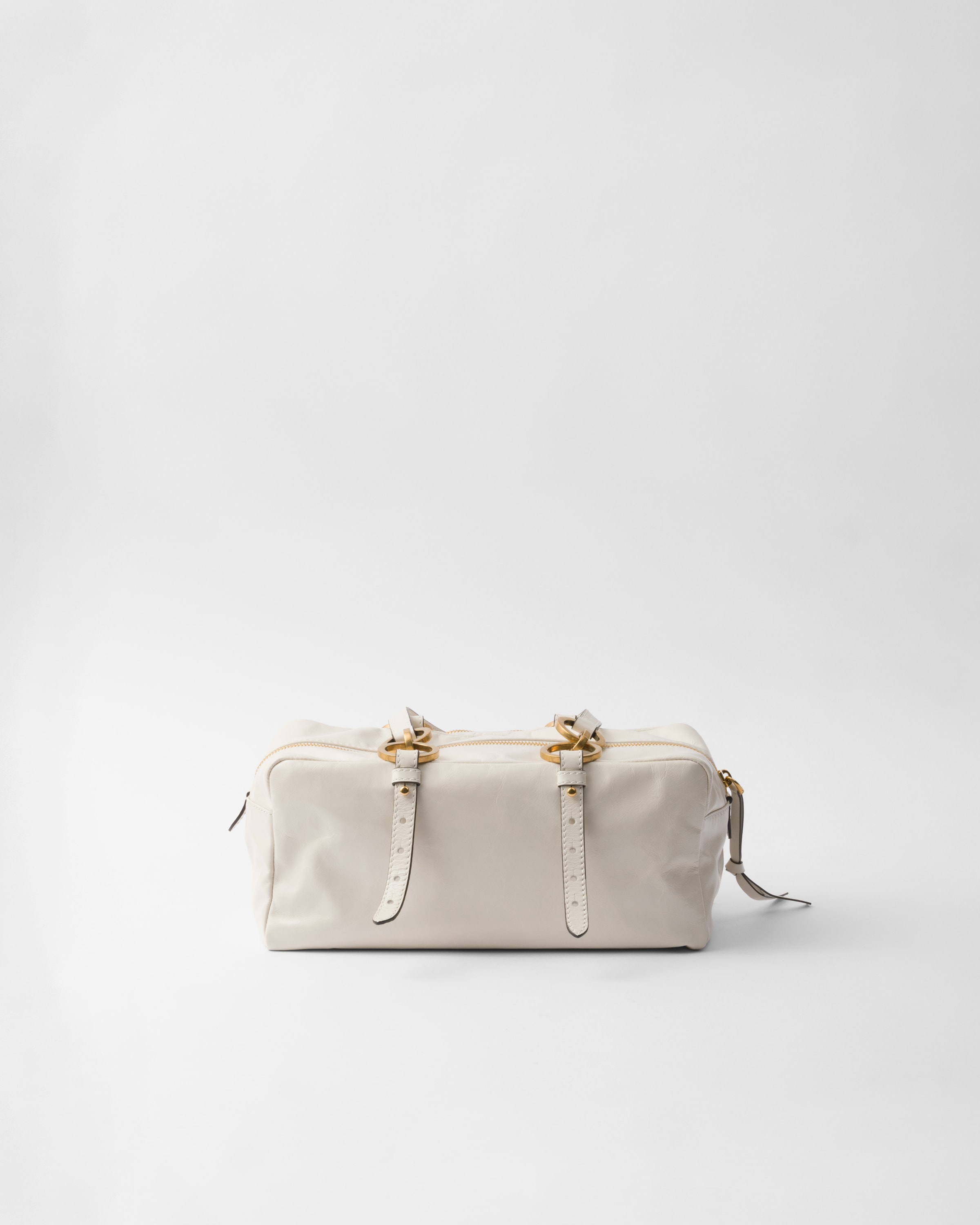 Prada Dangle Medium Leather Top-handle Bag In White