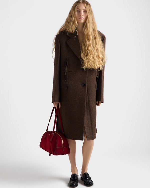 Sac Prada Bowling de taille moyenne en daim - Rouge Rubis Sac Prada Bowling de taille moyenne en daim - Rouge Rubis