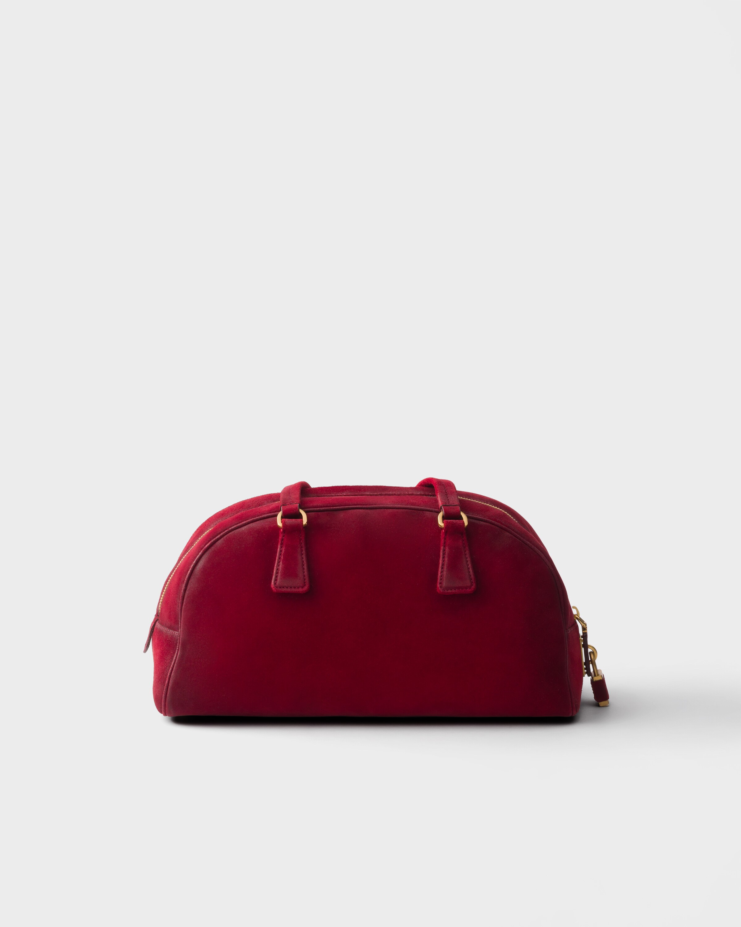 Ruby Red Prada Bowling medium suede bag | PRADA