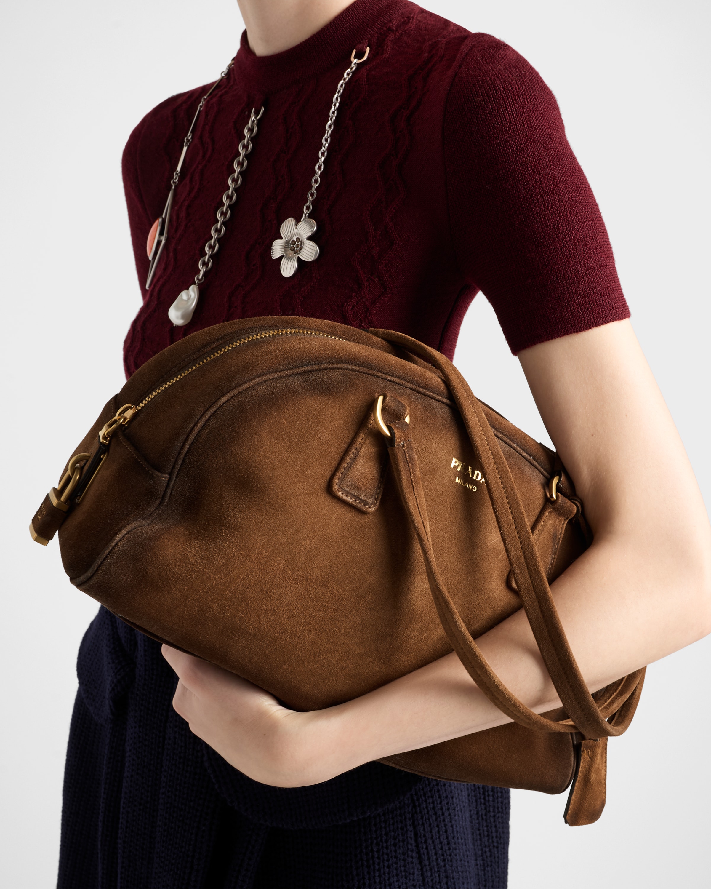 Prada Bowling medium suede bag