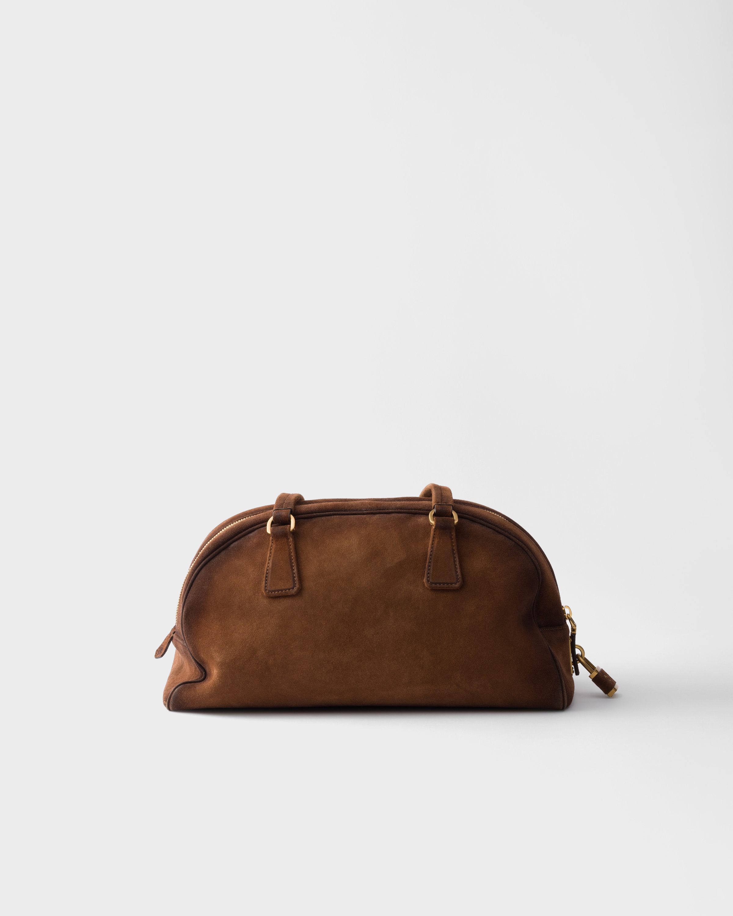 Prada Bowling Medium Suede Bag In Brown