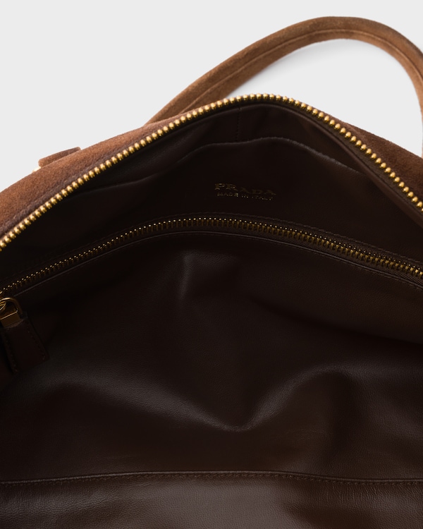 Prada mittelgroße Bowling Tasche aus Wildleder - Kakaobraun Prada mittelgroße Bowling Tasche aus Wildleder - Kakaobraun