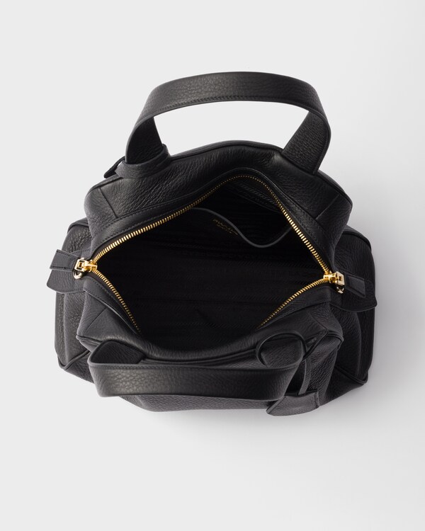 ミディアム レザー トップハンドルバッグ - ブラック ミディアム レザー トップハンドルバッグ - ブラック