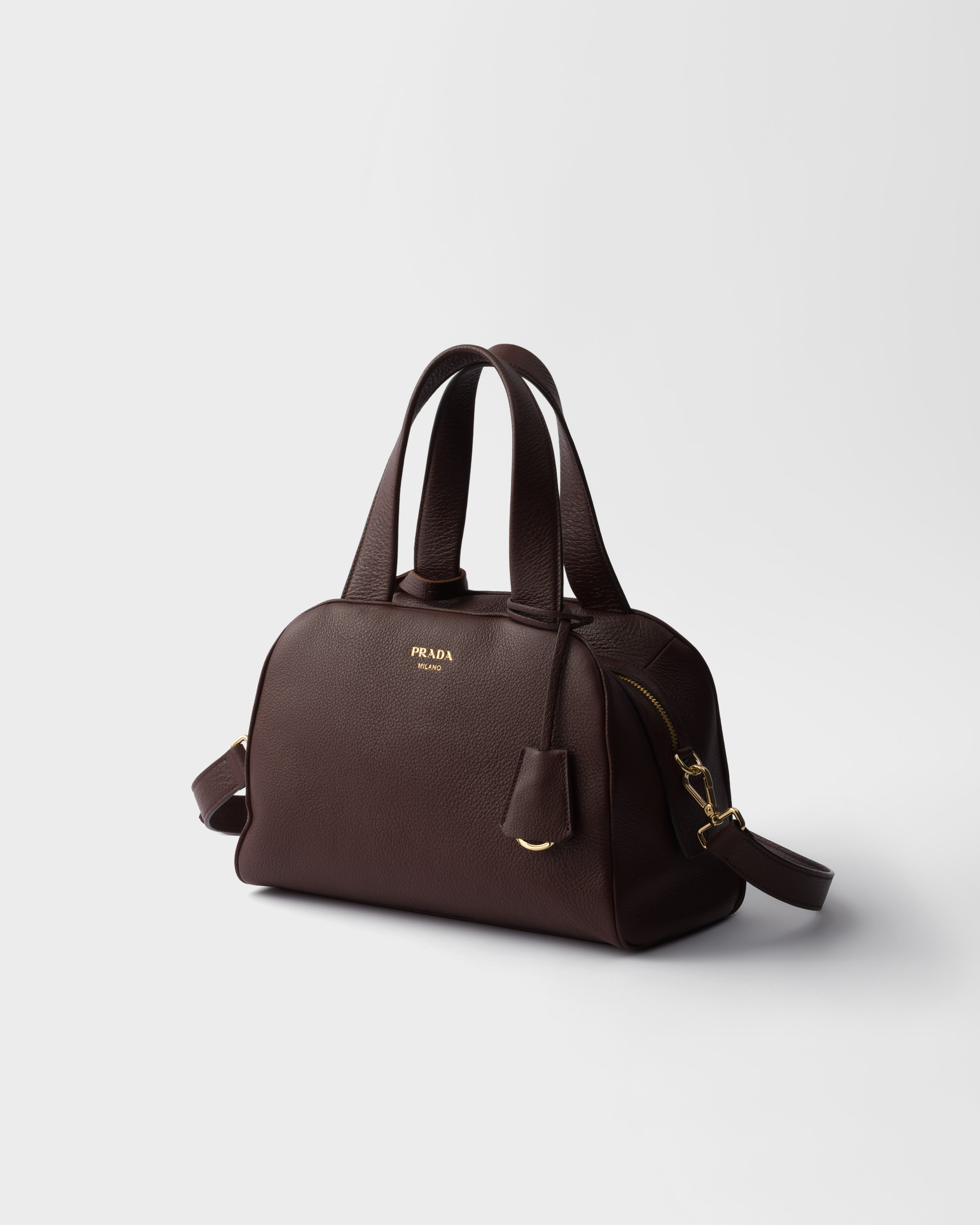 ブラウン ミディアム レザー トップハンドルバッグ | PRADA