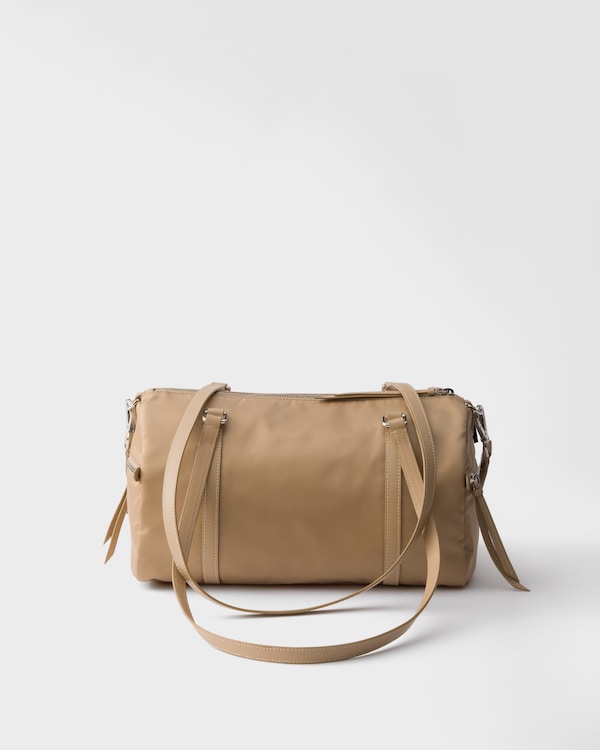 라지 리나일론 및 사피아노 가죽 더플 백 - 카멜 1 라지 리나일론 및 사피아노 가죽 더플 백 - 카멜 1