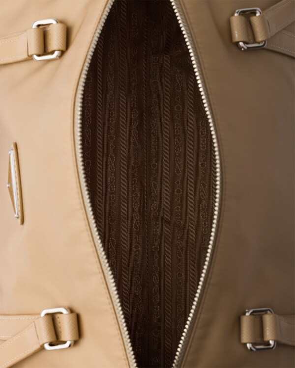 라지 리나일론 및 사피아노 가죽 더플 백 - 카멜 1 라지 리나일론 및 사피아노 가죽 더플 백 - 카멜 1