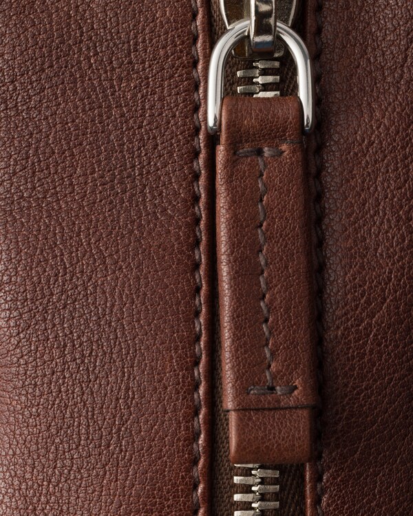 Große Henkeltasche aus gewaschenem Leder - Kakaobraun Große Henkeltasche aus gewaschenem Leder - Kakaobraun