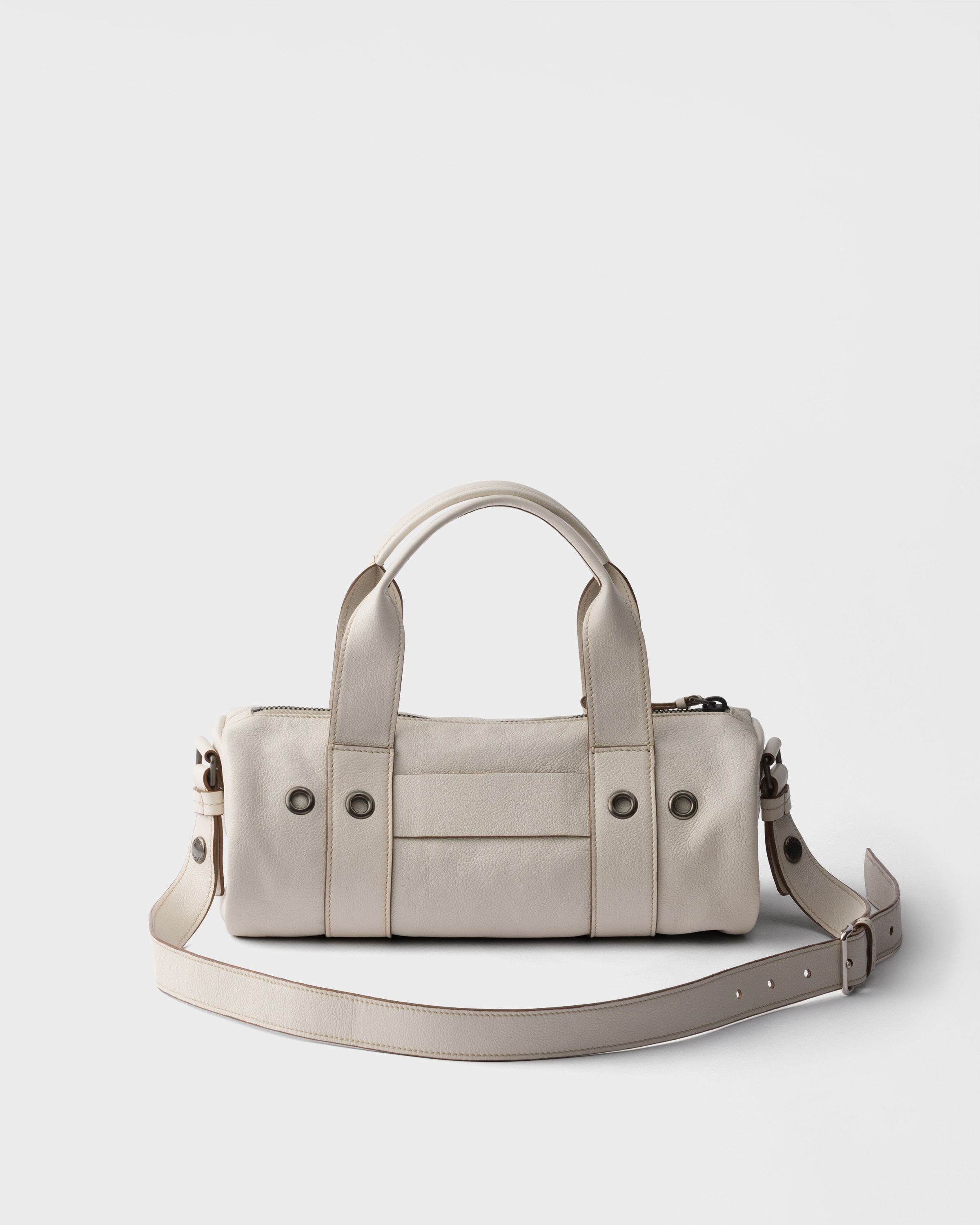 Chalk White Prada Route large leather top-handle bag | PRADA