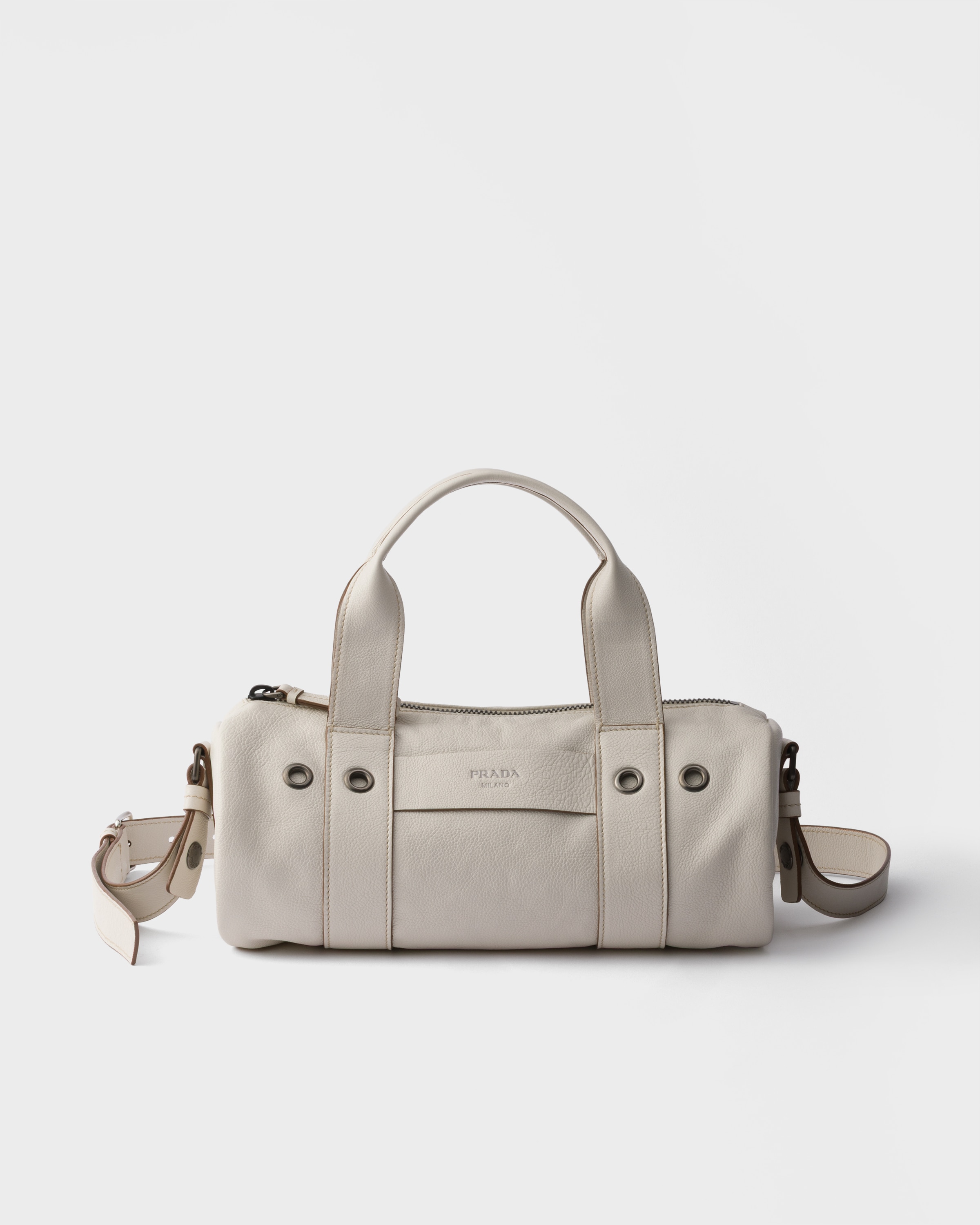 Chalk White Prada Route large leather top-handle bag | PRADA