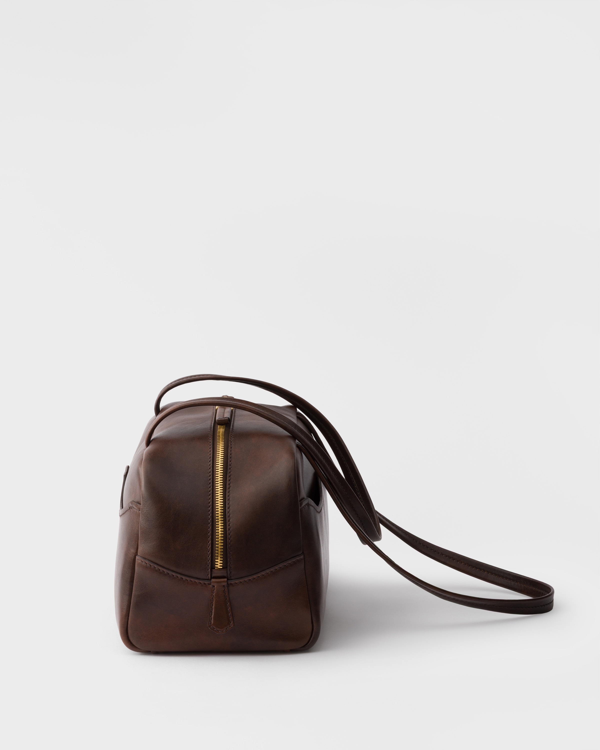 Cocoa Brown Prada Carry Large Antiqued Leather Top-handle Bag Cocoa Brown Prada Carry Large Antiqued Leather Top-handle Bag