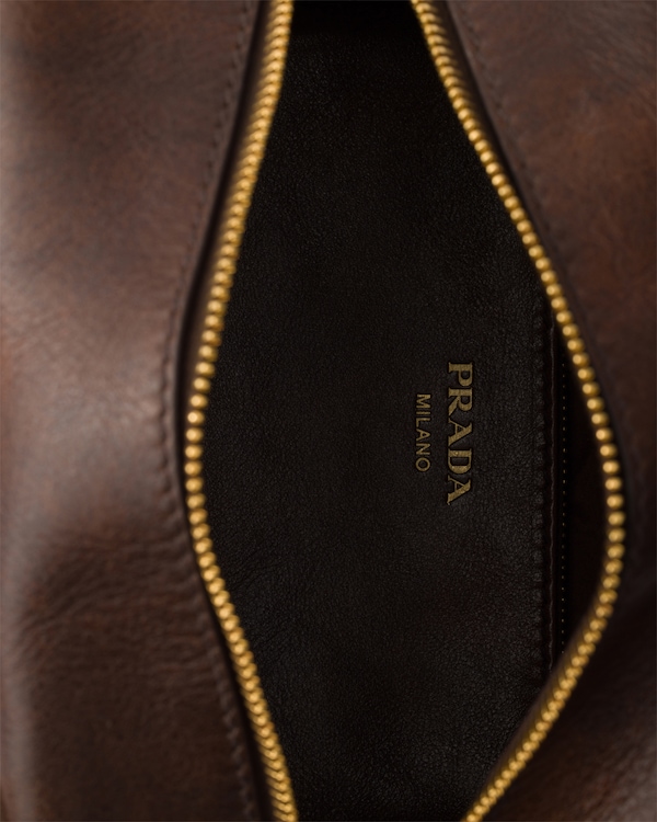 Prada Carry antiqued leather top-handle mini-bag - Cocoa Brown Prada Carry antiqued leather top-handle mini-bag - Cocoa Brown