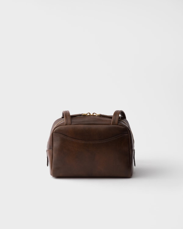 Prada Carry antiqued leather top-handle mini-bag - Cocoa Brown Prada Carry antiqued leather top-handle mini-bag - Cocoa Brown