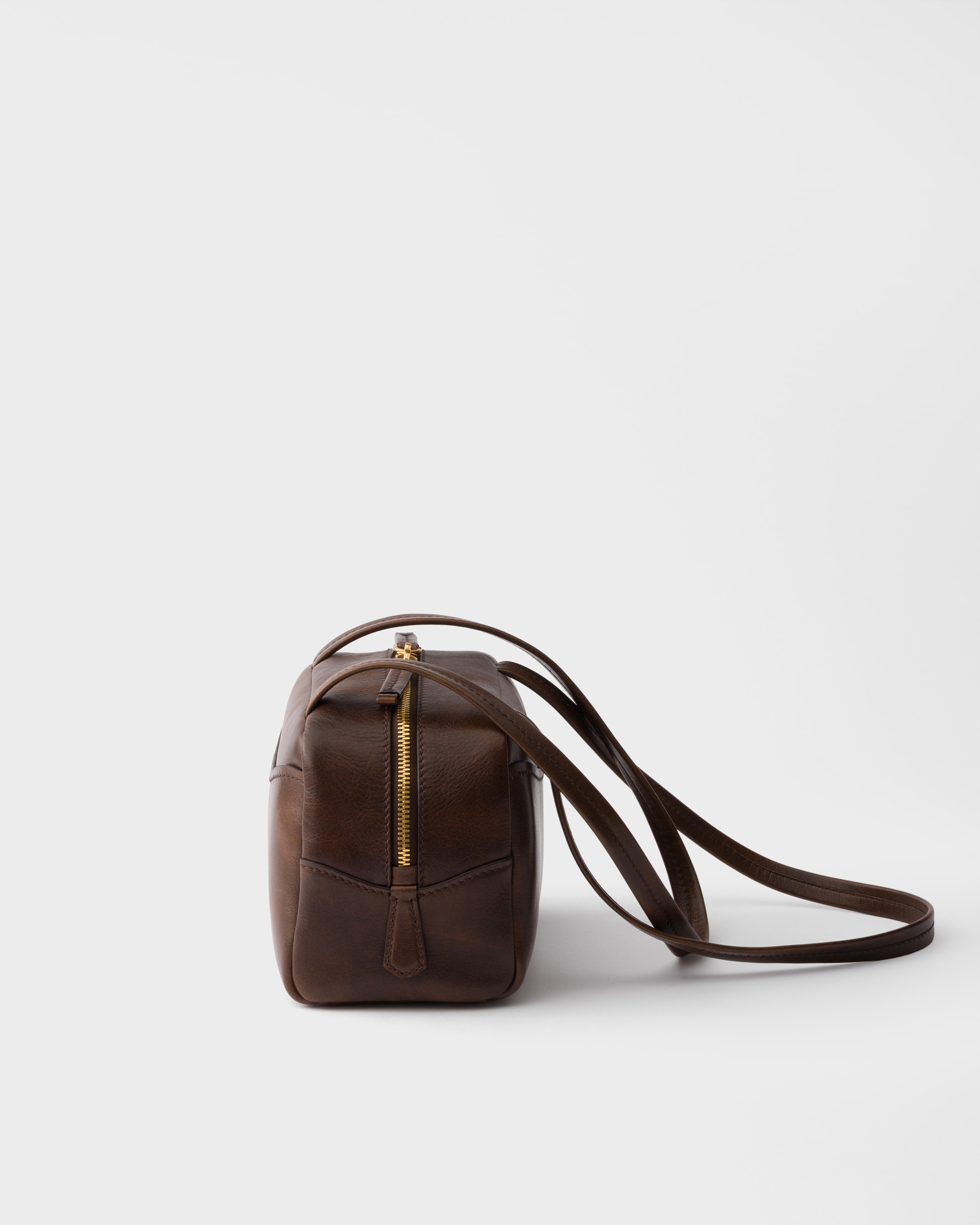 Cocoa Brown Prada Carry Antiqued Leather Top-handle Mini-bag