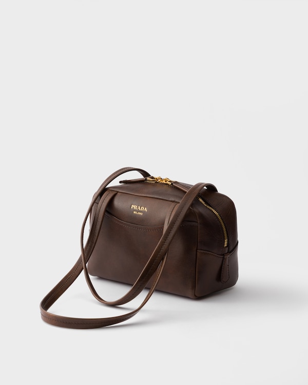 Prada Carry antiqued leather top-handle mini-bag - Cocoa Brown Prada Carry antiqued leather top-handle mini-bag - Cocoa Brown