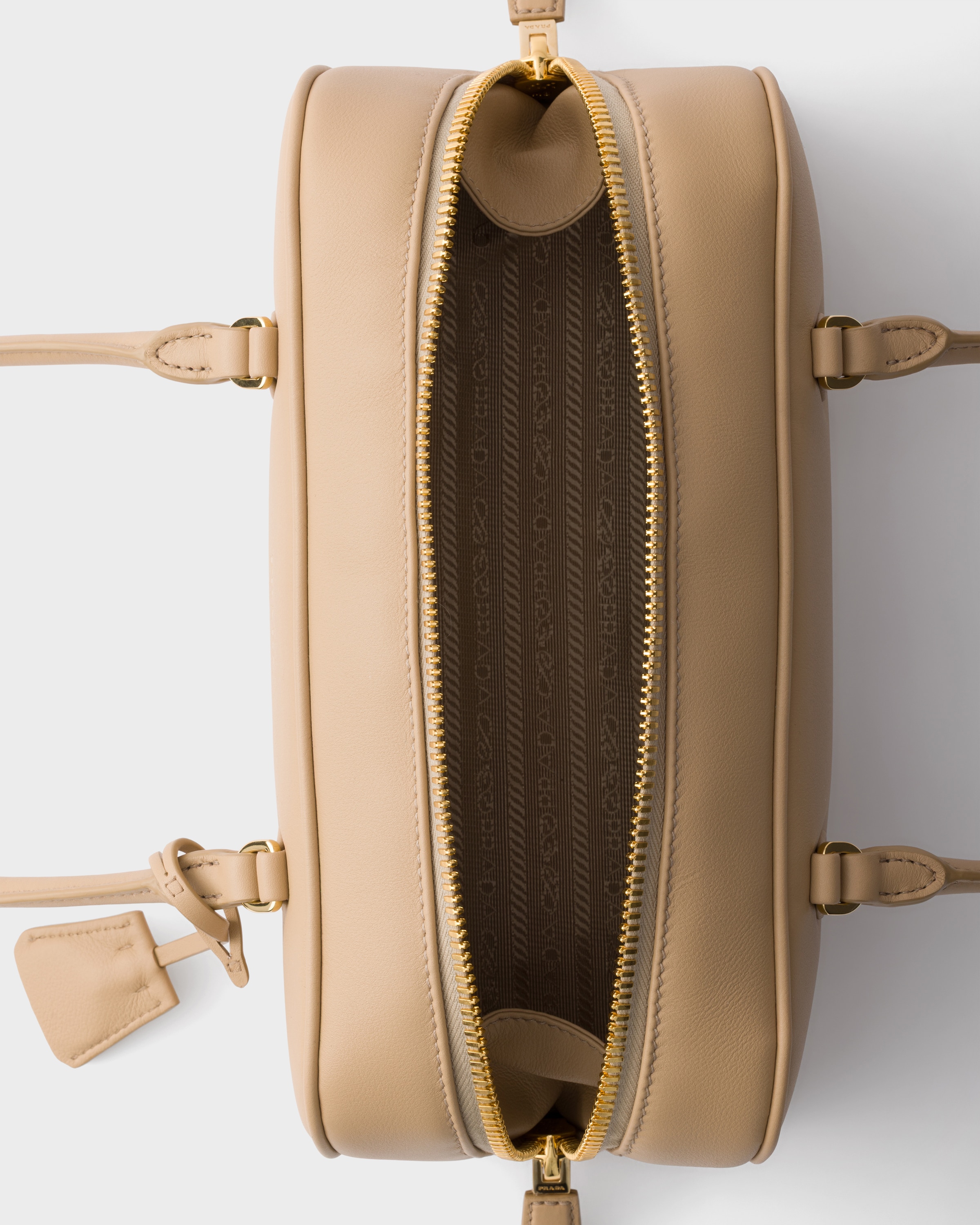 Sand Beige Medium leather top-handle bag | PRADA - United States