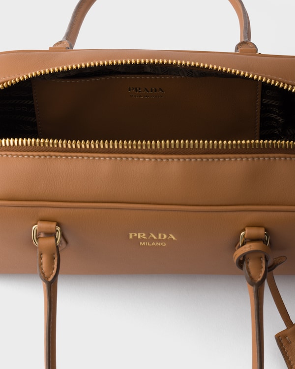 Medium leather top-handle bag - Caramel Medium leather top-handle bag - Caramel