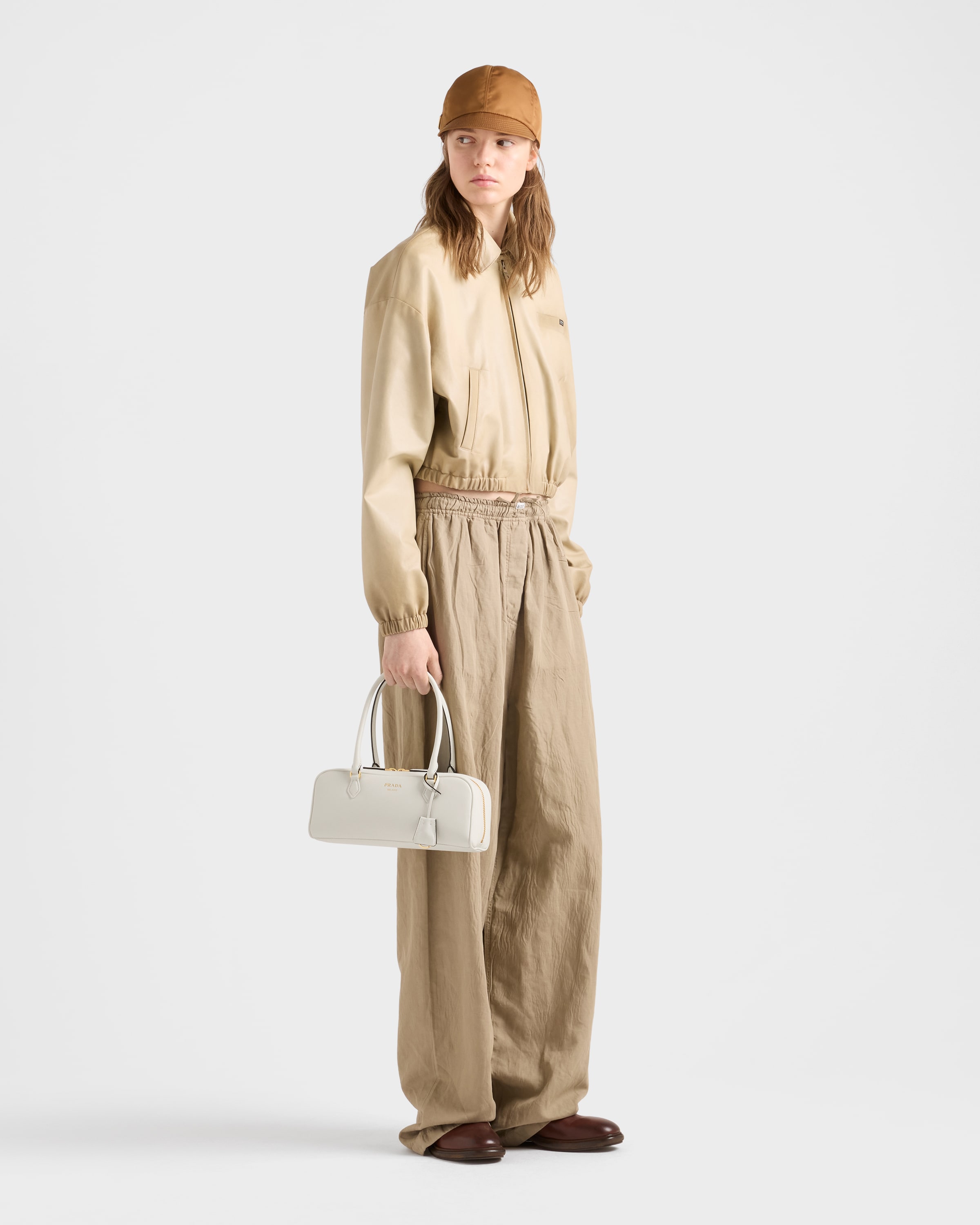 PRADA アイボリー ハンドバッグ White Medium leather top-handle bag | PRADA - United States