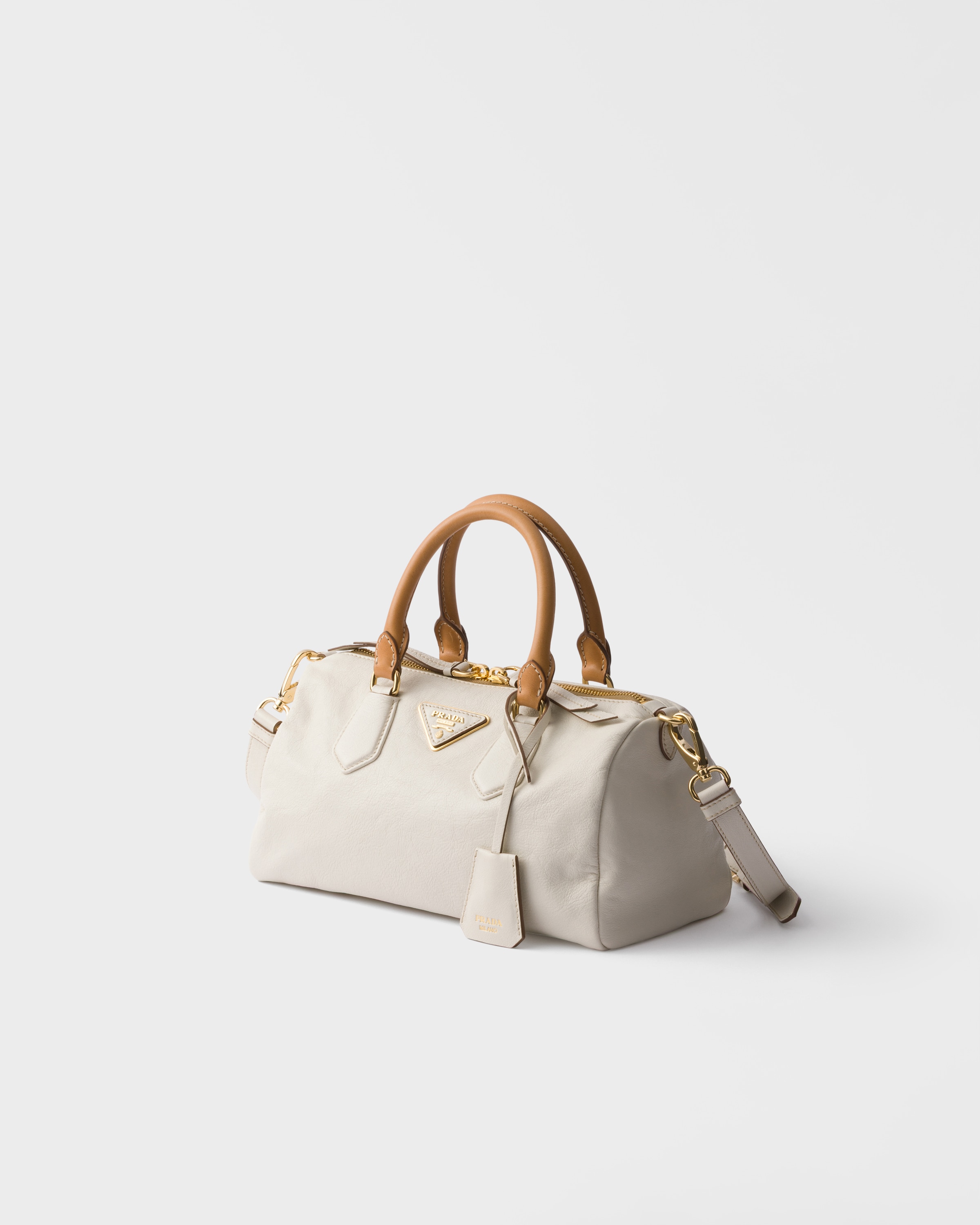 ホワイト レザー トップハンドルバッグ | PRADA - 日本