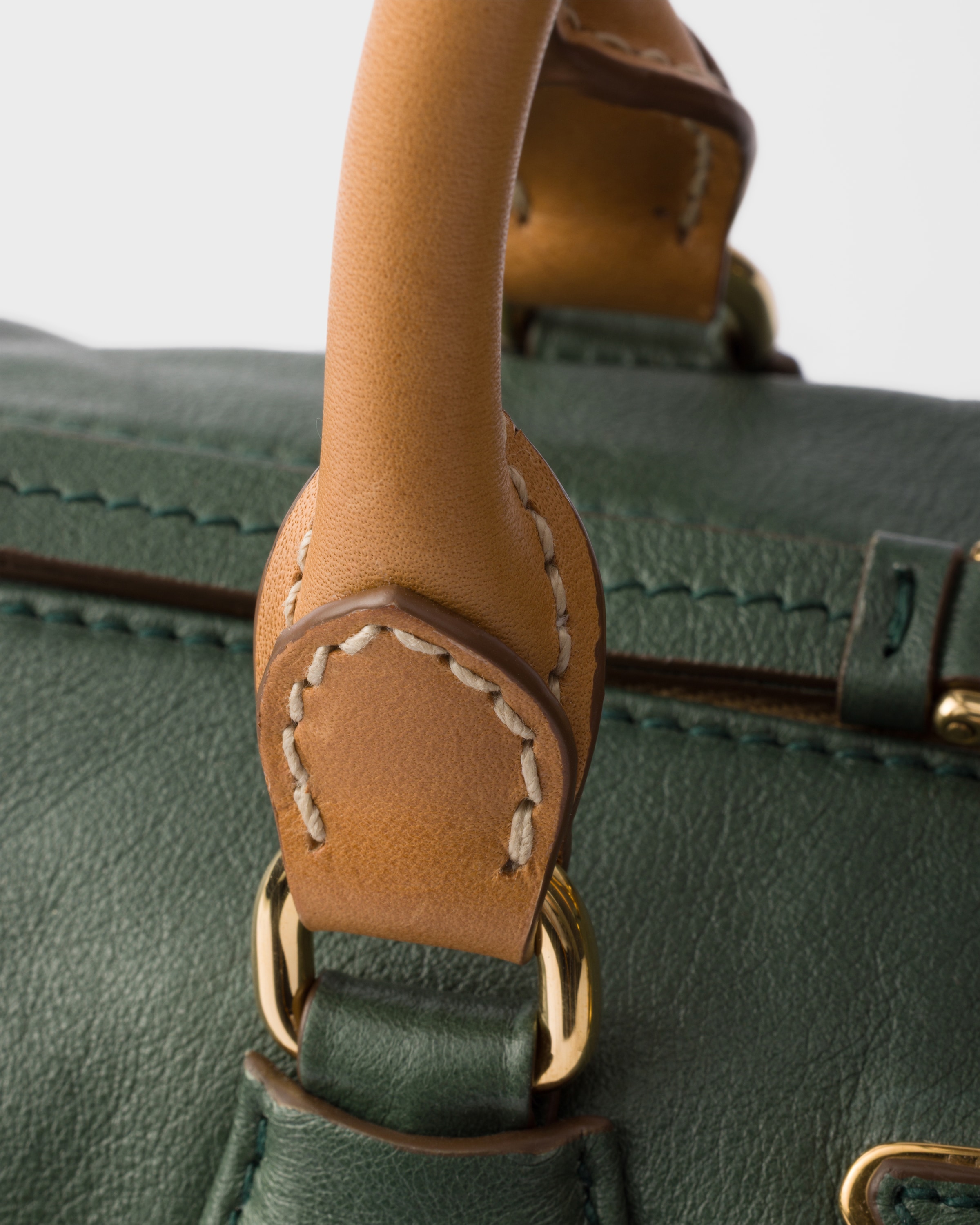 セージグリーン レザー トップハンドルバッグ | PRADA - 日本
